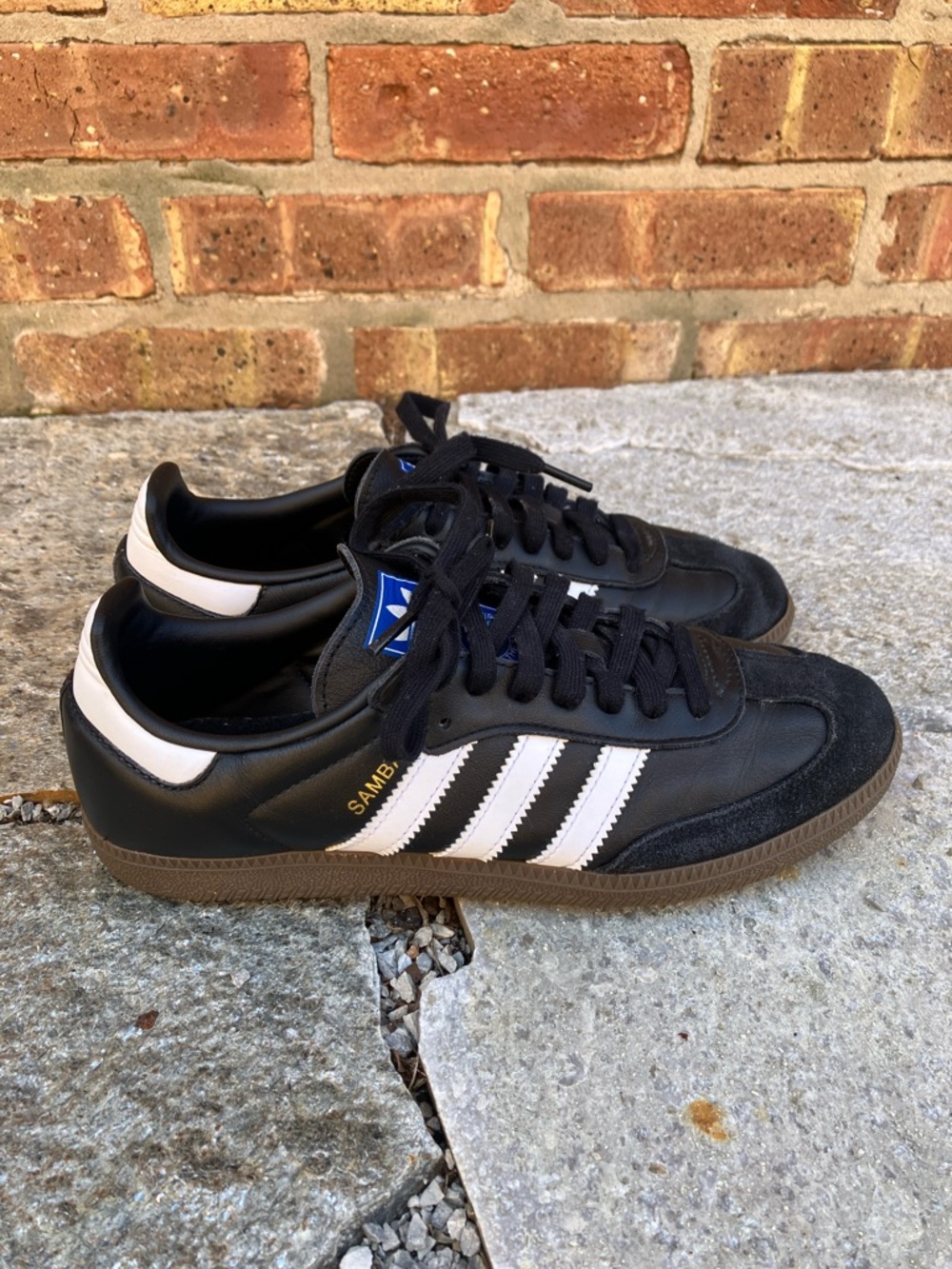 adidas Samba OG Black with White Stripes and Brown Gum Sole - Picture 3 of 17